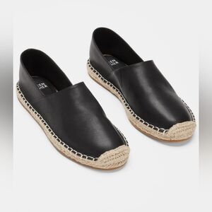 Eileen Fisher Myth Black Leather Espadrille Flat